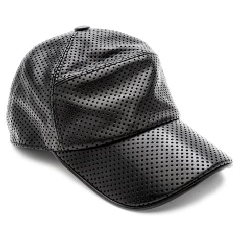 hermes black leather cap